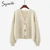 Syiwidii Green Cardigans Sweaters for Women Fall Winter Casual Oversized Knitted Jacket V Neck Button Up Long Sleeve Coats 210914