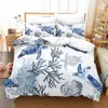 Tortue de mer Housse de couette Taies d'oreiller Océan Animal Tortue Literie Ensemble Queen Twin Kids Home Textiles Carte Corail Quilt Cover King C0223