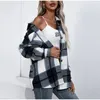 Kvinnors Jackor Cashmere Plaid Shirt Långärmad Singel Breasted Loose Women Höst Streetwear Top Winter Coat 2021