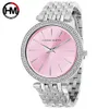 Rhinestone Watch Pink Gold Diamond Business Mode waterdichte kwarts Women's Watches Color 1