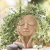 Flower Pot Human Face Vase Resin Planter Succulent Plant Pots Abstract Tabletop Balcony Micro Landscape Garden Decor 210913