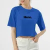 Dames T-shirt Zomer Hier Brief Basic Crop T-shirt Los Casual Harajuku T-shirt Dames Katoen Kawaii Tee Koreaanse Leuke Shirts Kleding Ladie