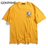 Gonthwid japonais ukiyo chat vague imprimé streetwear t-shirt t-shirts été hommes hip hop casual manches courtes tops t-shirts mâles t-shirts 220314