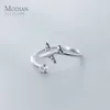 Offener, verstellbarer, einfacher Ring für Damen, modisch, 925er Sterlingsilber, glänzender Zirkon, süßer Stern, Flugzeug, feiner Schmuck 210707