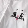 Arrival Girls White Blouse Fall Cute Long Sleeves Children Cartoon Shirts Girl Blouses Cat Teenager School Clothes Kids Tops 210622