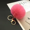 Trinket Fluffy Artificial Rabbit Fur Ball Nyckel Kedja Pompons Keychain Women Car Bag Ring Smycken