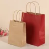 Wholesale! 10 Colors Blank Shopping Bags Handle Kraft Paper Sacks Multifunction Soft Paper Bag Festival Gift Packaging Bag A12