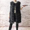 Naturlig Real Fur Vest Coat för jacka Kvinna Coats Waistcoat Long S 211130
