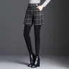 Shorts femme grande taille 6X 7X automne hiver laine taille haute pour femmes coréen Plaid jambe large décontracté bottes amples femmes