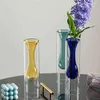 ノルディックの家の装飾ガラス花瓶リビングルームの装飾花透明な装飾的なメガネギフト211215