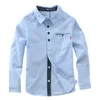 Hot koop kinderen jongens shirts lente mode effen kleur kinderen baby shirts kinderen kleding shirt witte lange mouw 3-12yrs 210306
