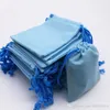 100 stks 5x7 7x9 10x12 maten fluwelen zwarte sieraden cadeau s oortelefoon tas rood blauw roze kleuren katoenen touw touwtafel zak