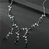 Oorbellen ketting kwaliteit kubieke zirkonia plant kettingen en water drop hanger koninklijke bruids bruiloft avond oorbel sieraden set voor vrouwen