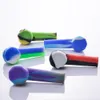 Smoking Colorful silicone hand pipe with metal bowl and silicon cap dab rig Hookah Bongs9545098
