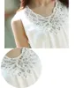 Women's Blouses & Shirts Fashion White Blouse Sleeveless Beaded Lace Chiffon Shirt Plus Size S-6XL