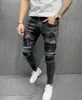 Jeans pour hommes hommes multi poche mâle taille haute taille denim pantalon maigre pantalon skinnywear mode patchwork