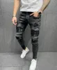 Erkek Kot Erkekler Çok Cep Erkek Yüksek Bel Denim Pantolon Sıska Pantolon Streetwear Moda Patchwork