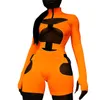 Costume pour femmes Bodycon Budle High Neck Jumps Suit Long Manches Sexy Hollowing Out Romper Club Hot Club Wear Nightclub Clothing Slug Onepiece S