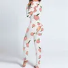 Sexy Women Pajamas Onesies Button-down Front Functional Buttoned Flap Adults Pyjama V-neck Long Sleeve Jumpsuit Female Sleepwear