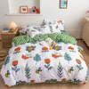 Ensembles de literie 200x220cm série florale imprimée 4 pièces housse de couette lavée douce lit drap plat couette taies d'oreiller