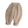 Spodnie 2021 Pluszowe spodnie chłopcy dziewczyny wiosna jesień patchwork harem zagęścić ciepłe casual corduroy dzieci