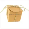 Presentevenemang festligt parti levererar hem garggift wrap vintage kraft papper godis kartong förpackning snack box diy med rep bröllop socker su