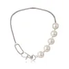 Einfache minimalistische große simulierte Perlenkette Schmuck für Frauen 2020 Mode Goth geometrische Metallkette Chokerhalsketten