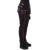 パンクパンツ女性黒ストレートズボン秋レイザーロックジッパーデザインゴシック服プラスサイズストリートウェア211124