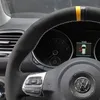 DIY Siyah Hakiki Deri Süet Yumuşak Araba Direksiyon Kapak Volkswagen Golf 6 GTI MK6 / Polo GTI / Scirocco R Passat CC