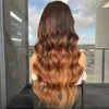 Ombre Human Hair Peruka dla czarnych kobiet Brazylijska fala ciała 13x4 koronkowa peruka przednia podświetlanie blondynki 360 koronki frontalne peruki