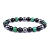 Strand Beaded Strands Fashion Natural Black Obsidian Hematite Tiger Beads Pulseras en la mano Magnética Protección de la salud para hombres Regalo de la joyería