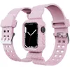 Rubber Siliconen Case Cover Polsriem voor Apple Watch Series 7 6 SE 5 4 3 38mm 42mm 40mm 44m 41mm 45mm koolstofvezel textuur band