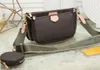 2021 Nya kvinnor favorit äkta läder mode handväskor Multi Pochette Accessoarer Plånböcker Blomma Mini Pochette 3st Crossbody Bag Axel