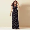 Telotuny夏の新しいファッション女性の花の半袖ドレス妊娠中の女性のマタニティロングドレス卸売母乳育児のドレスQ0713