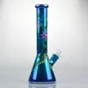 14 Inç Handpainted Cam Bong Su Borusu Nargile 7mm Beher Bongs Buz Catcher Kase Dab Rigs Sigara Bipbler Filtreler