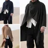 Męskie okopy płaszcze męskie szalik z długim rękawem Ponchos bawełniany warstwowa warstwa solidna płaszcz vintage nieregularne kurtki streetwear viol22