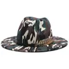 Ampla Brim Hats 2021 Fedora Mulheres Homens Camuflagem Casual Jazz Cap Imprimir Luxo Ao Ar Livre Formal Dress Felted Hat