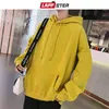 Lappster Mężczyźni Harajuku Kolorowe Streetwear Bluzy Jesień Męskie Hip Hop Hop Solidne Bluzy Koreańskie Fashions Black Hoodie 211229