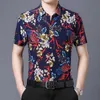 Style hawaïen décontracté 80% chemise en soie hommes à manches courtes les deux côtés imprimer Nation chinoise fleur plage vêtements d'été 210721