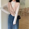 Women's Vests Women Sweaters Autumn Winter 2021 Korean Style Casual V Neck Short Knitted Sweater Vest Sleeveless Pullover Waistcoat Tops