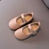 Khaki Black Pink Kids Leather Girl Princess Single Shoes soft-soled comfortable Toddler baby girl shoes 1-7Years old kids X0703