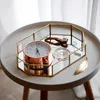 Nordischer Stil Glas Kupfer Geometrie Aufbewahrungskörbe Box Einfachheit Home Organizer für Schmuck Halskette Dessertteller 210922