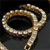 Mens Lady Gold Silver Black Simulated Diamond HipHop 1 Row Bling Bling Tennis Chain Necklace Bracelet Set