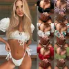 Hot-selling Ruffles Bikini Cor Sólida Biquinis Mulheres Swimwear Sexy Biquini Nadar Terno Bandage Bikini 210317