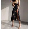 Robes décontractées Floral sans manches Maxi pour les femmes d'été élégant hors épaule robe de soirée vacances plage sexy fendue en mousseline de soie vêtements pour femmes