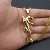 Hip Hop Necklaces Bling Gold Plated Diamond Stainless Steel Leopard Panther Animal Pendants Necklace for Men Rapper Jewelry2478020