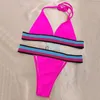 Yaz mayo tasarımcısı bikini seti fuşya pembe iki parça bikinis bandaj seksi push up mayo kadınlar mayo s-xl brezilya biquini maillot de bain femme yeni