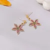 Koreanische Bunte 5 Blätter Blume Stud Ohrringe Mit Perle Diamant Legierung Ohr Nagel Frauen Business Party Rosa Gold Ohrring Schmuck