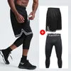 Men Basketball Sets Sport Gym QUICK-DRY Workout Board Shorts With Tights For Male Soccer Exercise Hiking Running Fitness Set