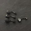 Anneaux de nombril en acier inoxydable pour filles et femmes, vis noir, Piercing de nombril Ombligo Tragus, boucles d'oreilles, barres, bijoux pour le corps